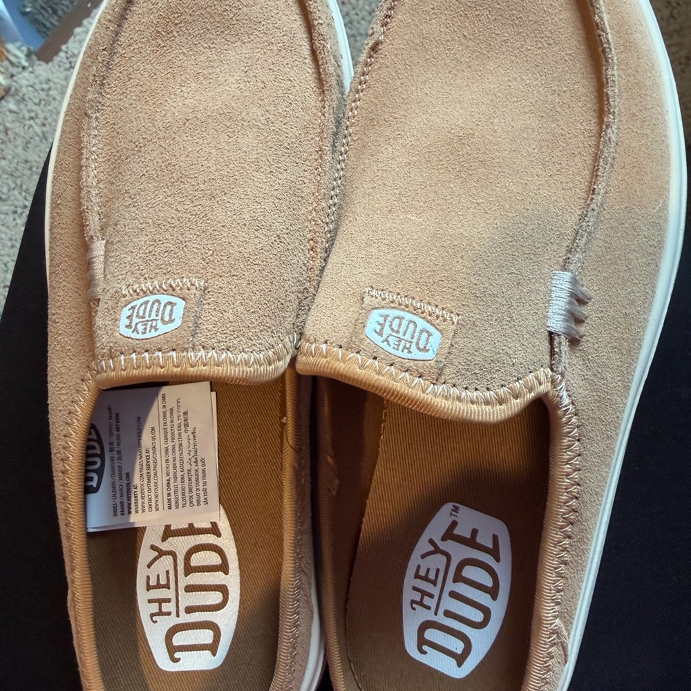Hey Dude Women’s Slip-On Loafers in Light Brown Suede